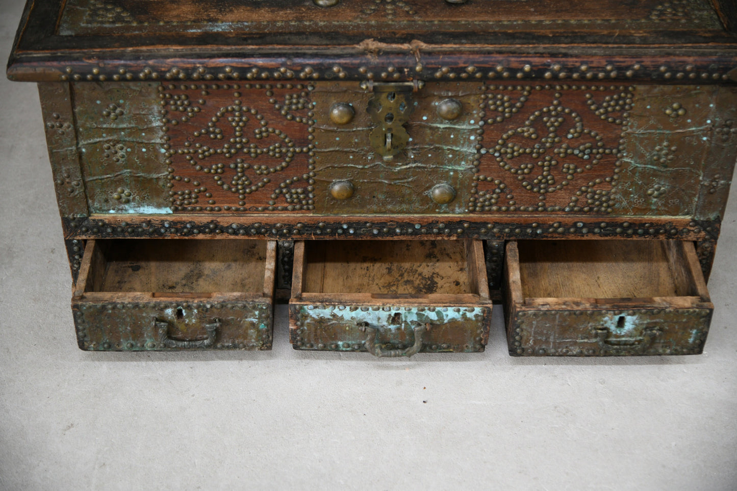 Arab Teak & Brass Bound Chest