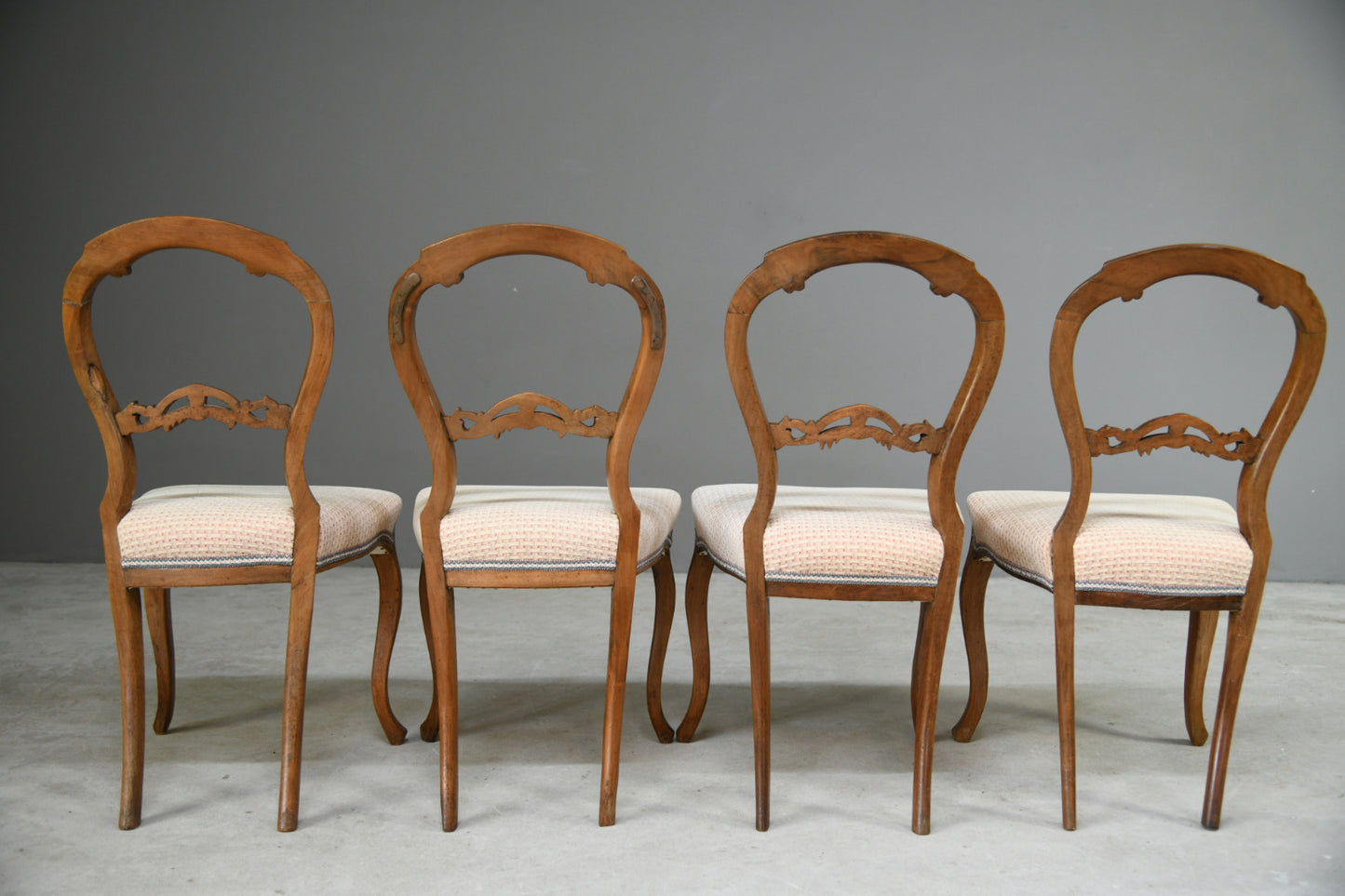 4 Antique Balloon Back Dining Chairs
