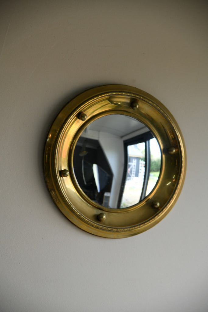 Round Convex Brass Mirror