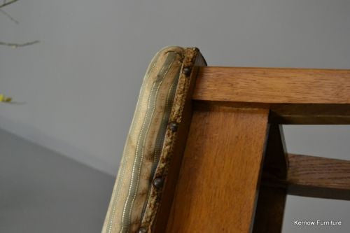 Vintage Antique Solid Oak Short Small Dressing Stool - Kernow Furniture