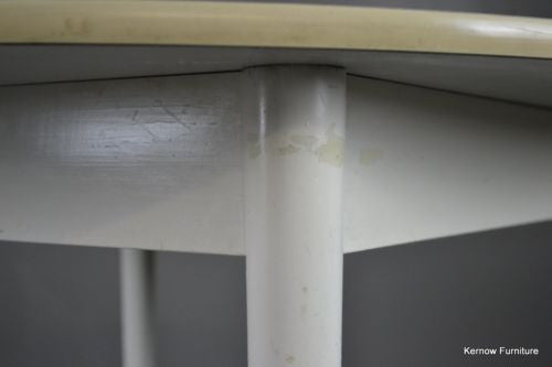 Retro White Formica Round Dining Table - Kernow Furniture