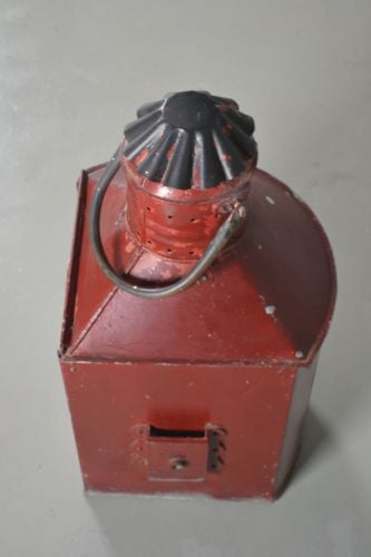 Large Antique Galvanised Ships Lantern - Kernow Furniture