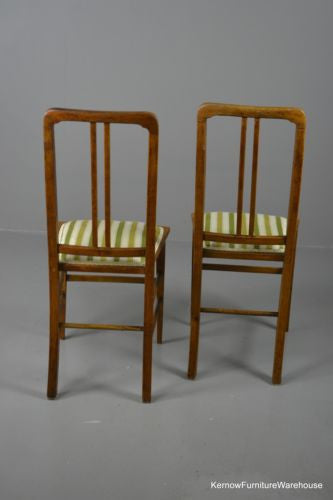 Pair Vintage Light Mahogany Bedroom Chairs - Kernow Furniture