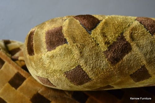 Large Italian Brown & Gold Velour 3 Seater Sofa - Kernow Furniture