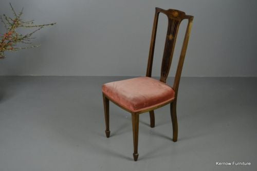 Antique Vintage Edwardian Inlaid Mahogany High Back Occasional Chair - Kernow Furniture