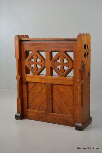 Ecclesiastical Pitch Pine Chapel Bible Book Shelf - Kernow Furniture