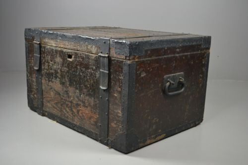 Antique Victorian Oak & Metal Bound Silver Chest Trunk - Kernow Furniture