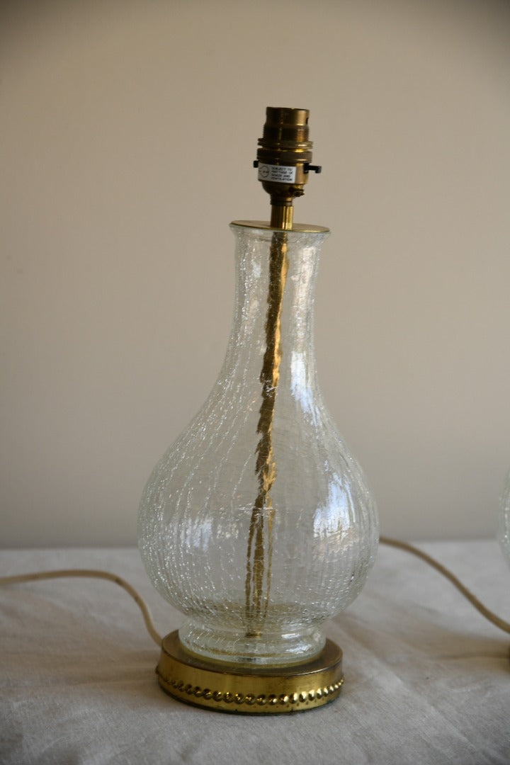 Pair Crackle Glass Table Lamps