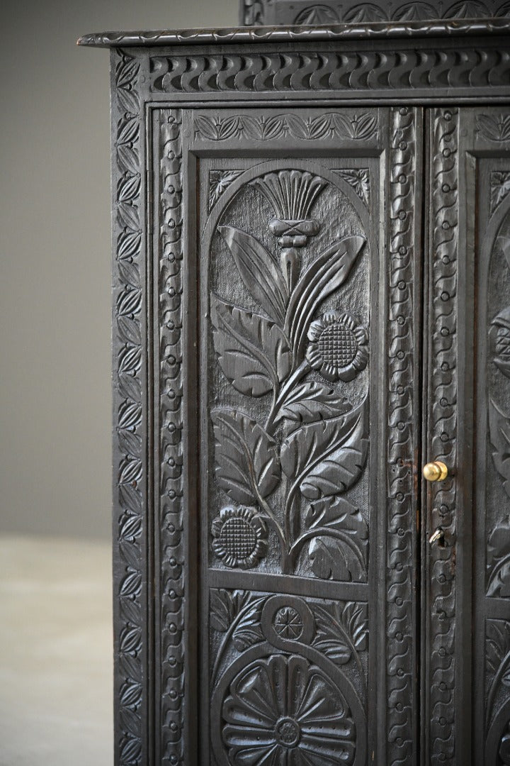Antique Carved Oak Cupboard Chiffonier