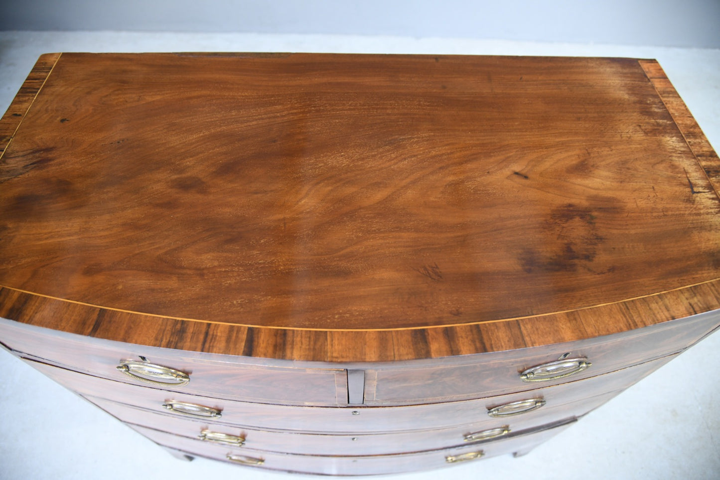 Antique Inlaid Bow Front Chest of Drawers