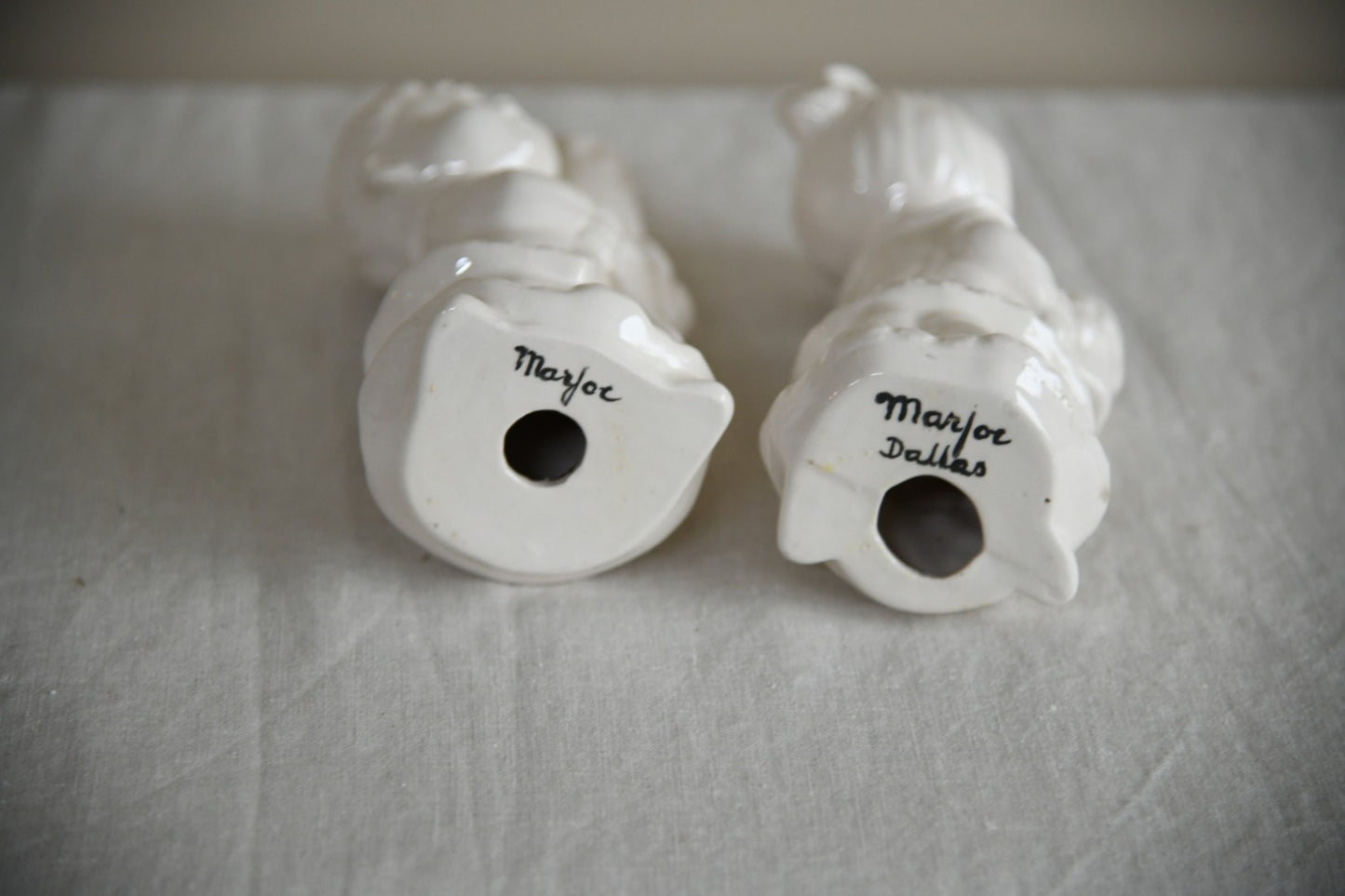 Pair Vintage White Candle Sticks