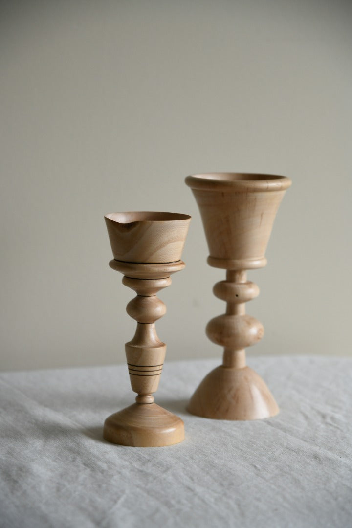 Pair Turned Wooden Goblets