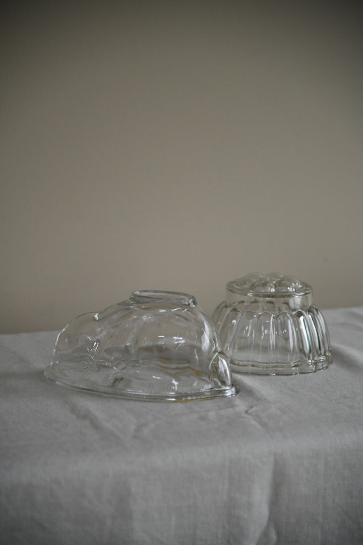 Pair Vintage Glass Jelly Moulds