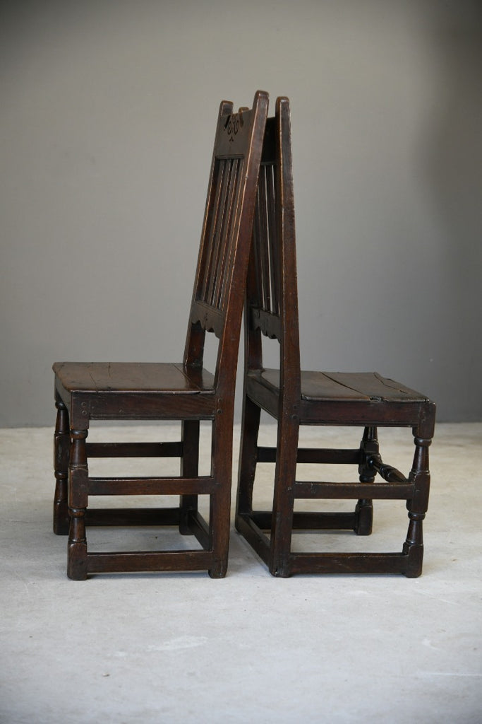 Pair Antique Oak Hall Chairs