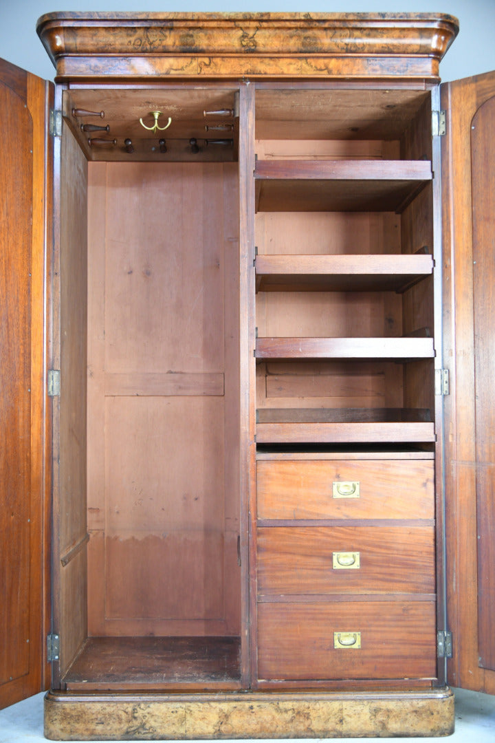 Victorian Figured Walnut Wardrobe