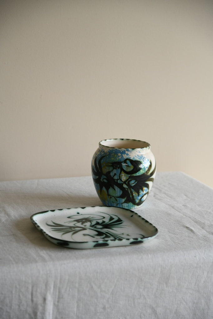Celtic Pottery Vase & Tray