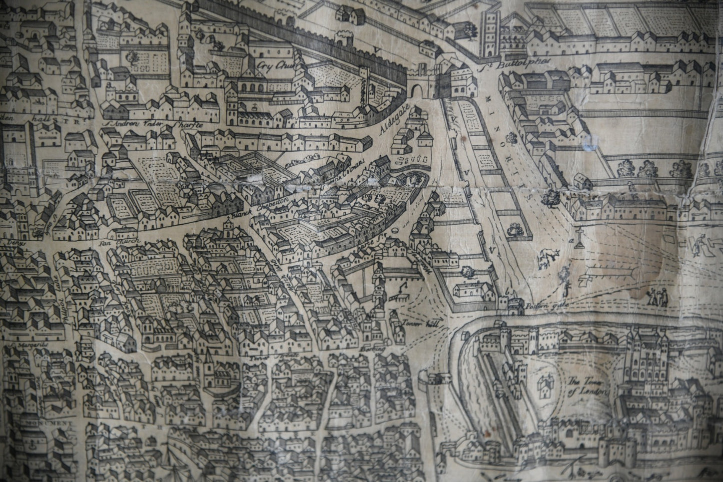 Printed Bird's-Eye View of Tudor London