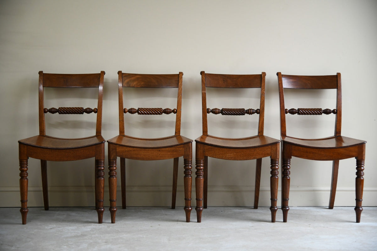 Set 4 Early 19th Century Mahogany Kitchen Chairs Kernow Furniture