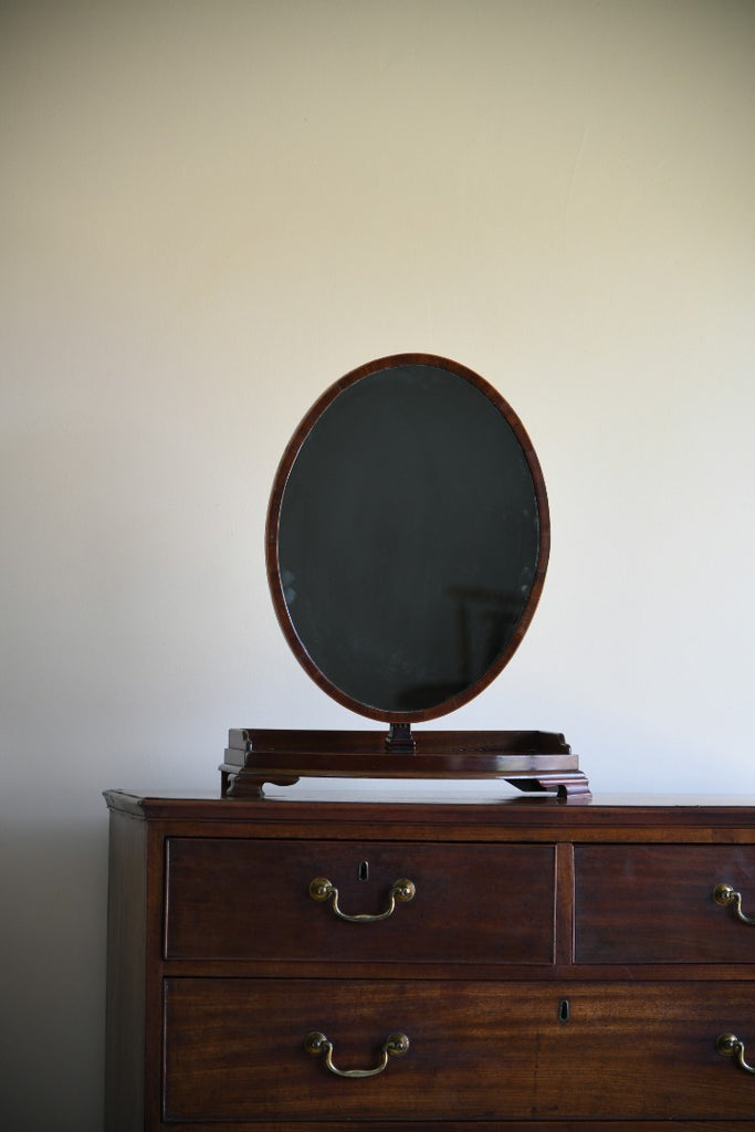 Antique Mahogany Oval Shaving Mirror