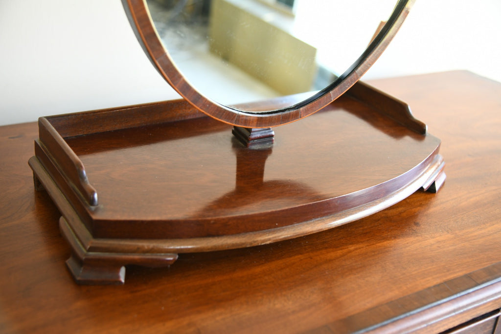 Antique Mahogany Oval Shaving Mirror