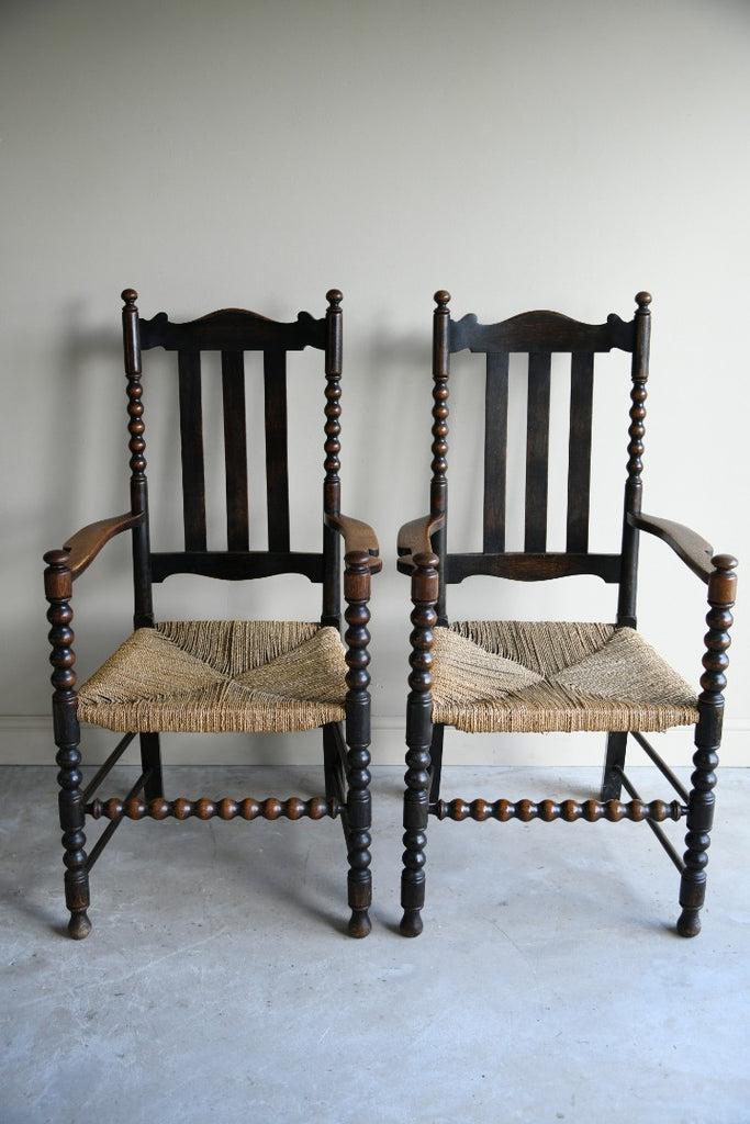 Pair Oak Bobbin Chairs