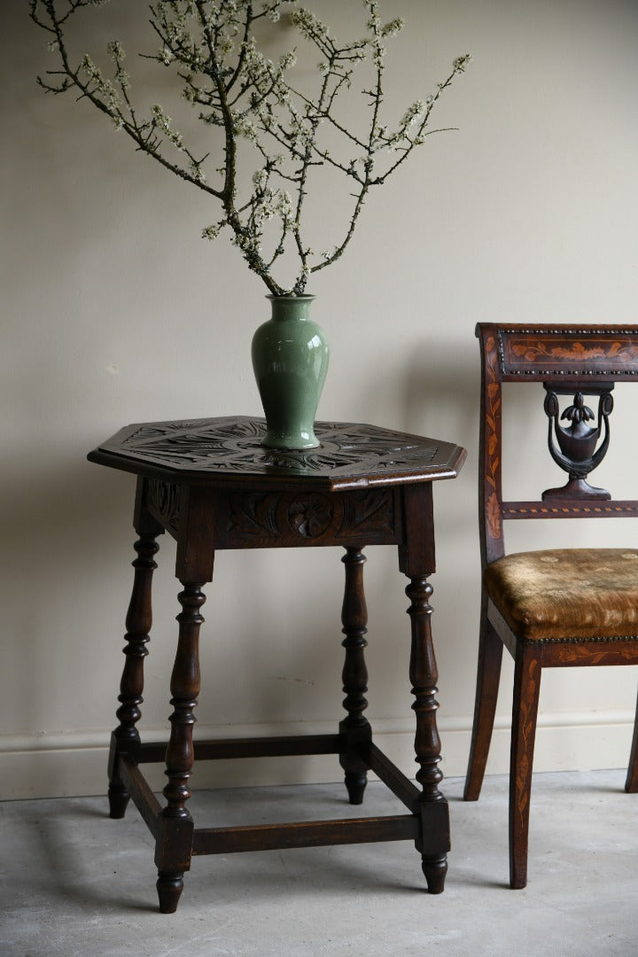 Carved Octagonal Occasional Table