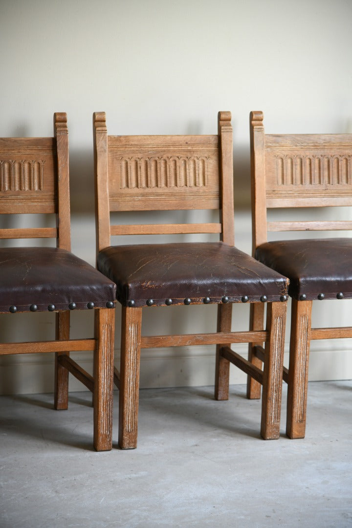 Set Mid 20th Century Limed Oak Dining Chairs