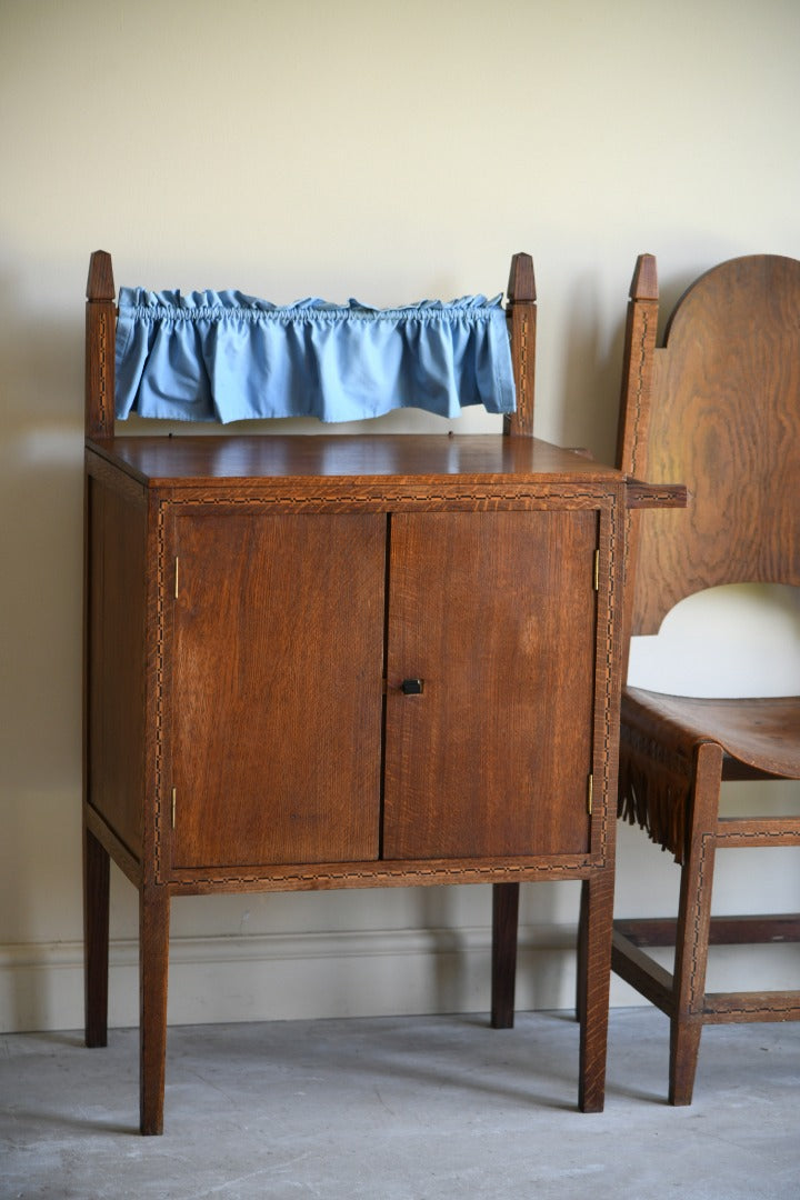 Arts & Crafts Oak Inlaid Washstand
