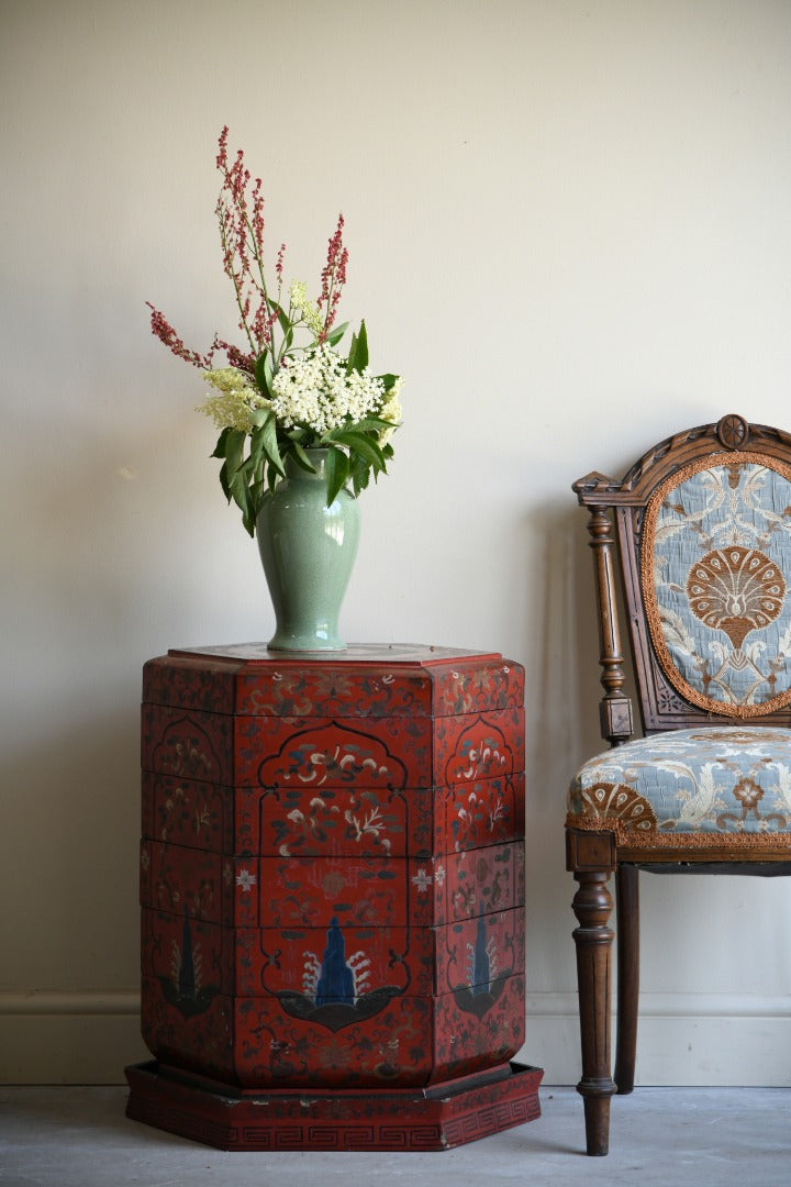 Red Lacquer Oriental Stacking Box