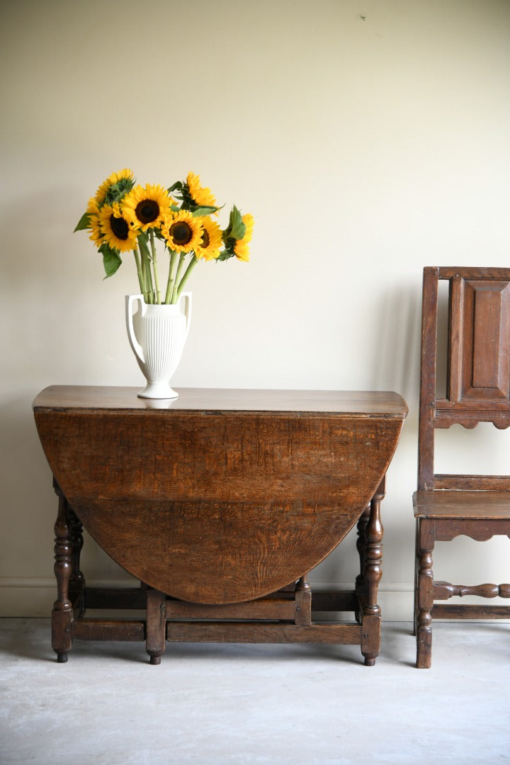 Antique Solid Oak Drop Leaf Table