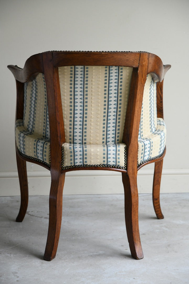 Upholstered Oak Tub Chair