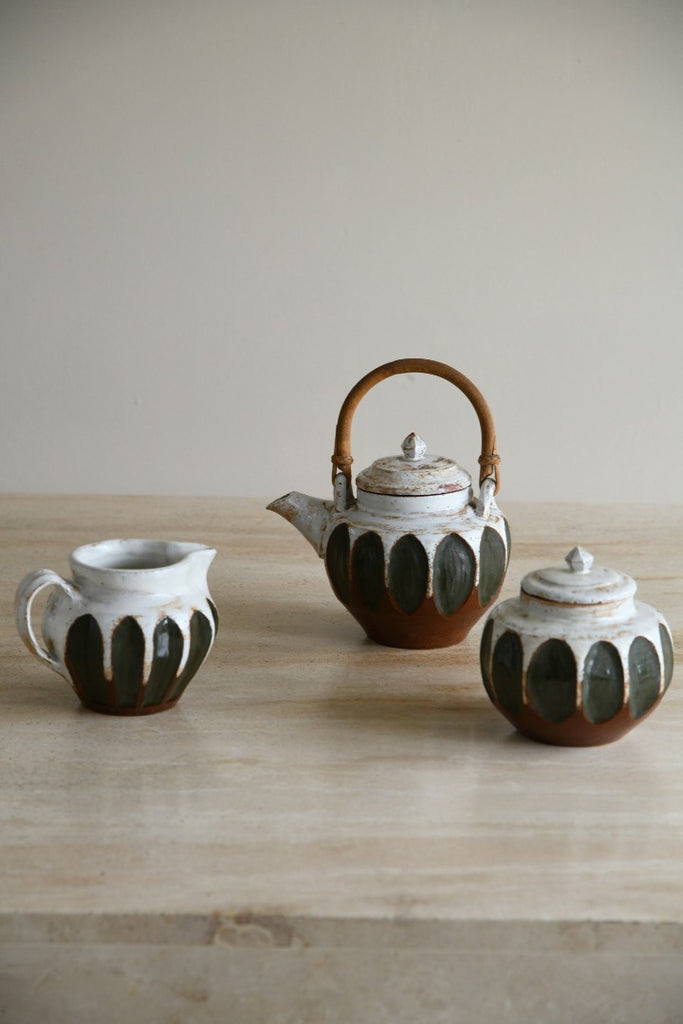 Glazed Earthenware Teapot Jug & Sugar Bowl