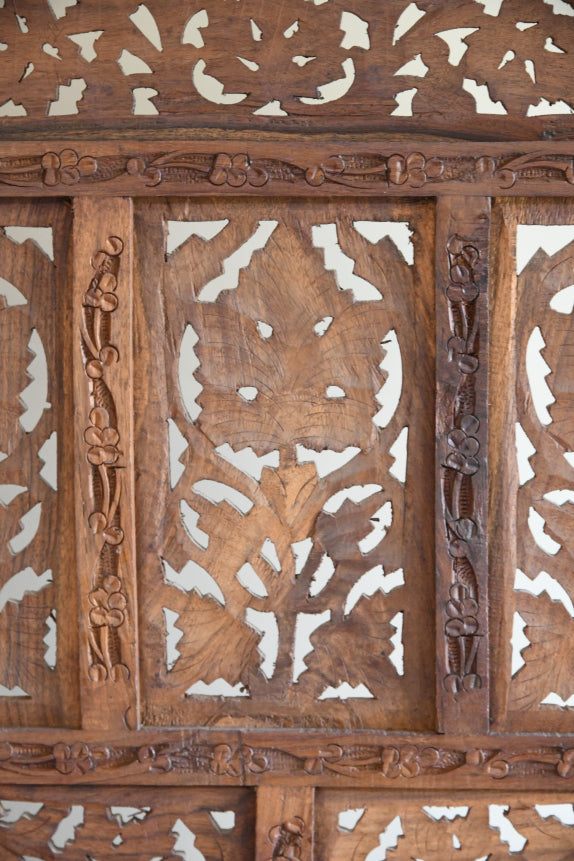 Pierced & Carved Teak Indian Privacy Screen