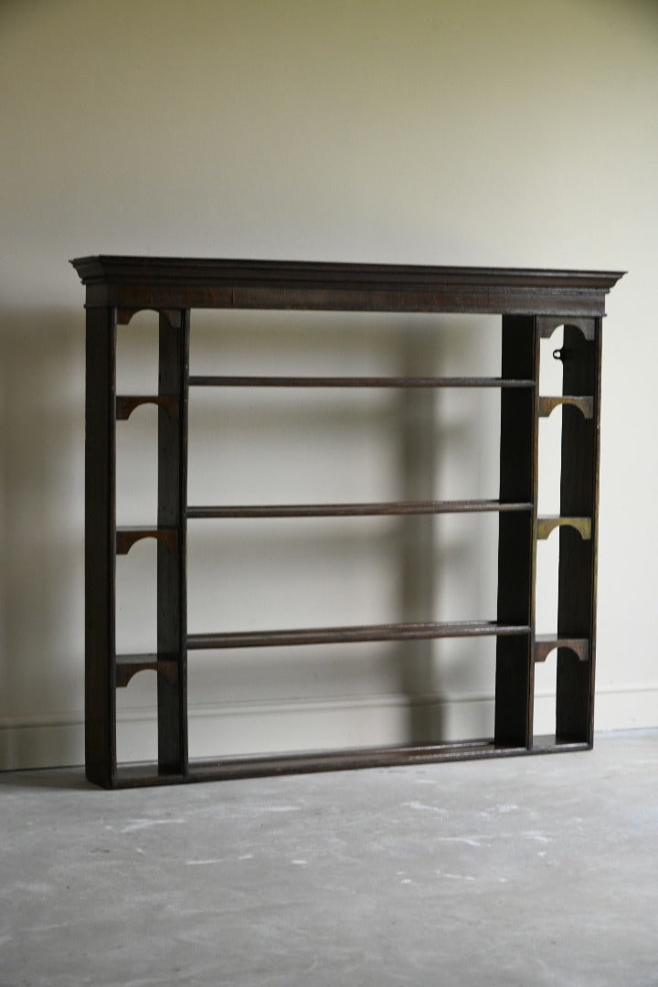 Antique Oak Hanging Plate Rack