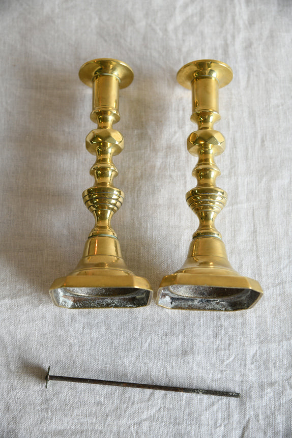 Pair Antique 19th Century Brass Ejector Candles