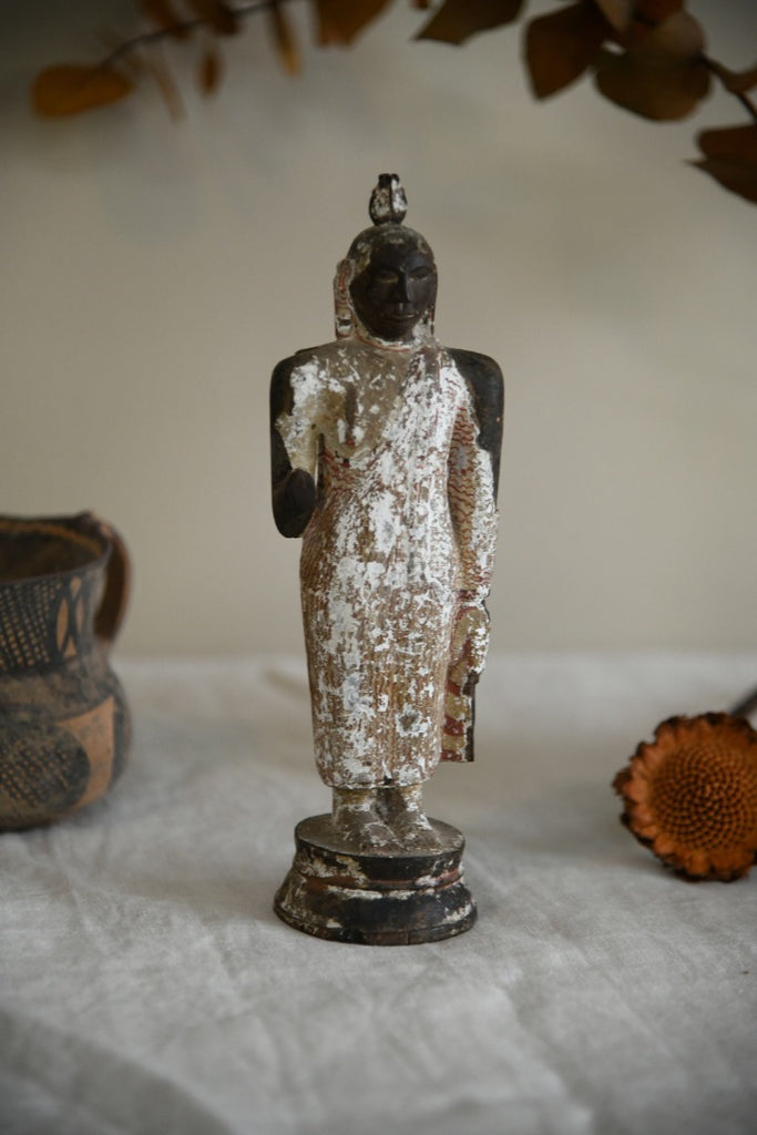 Painted Wood Figure of Buddha