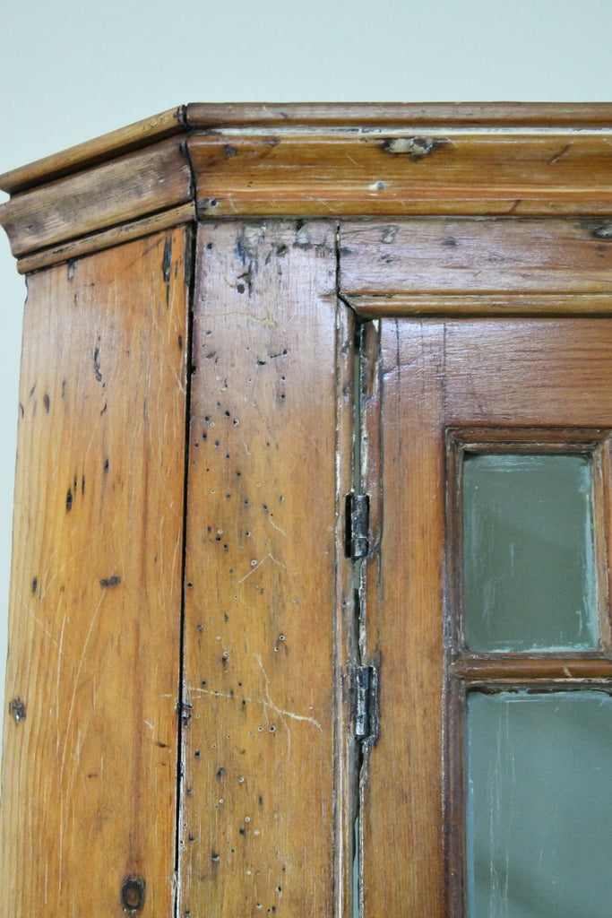 Antique Pine Astragal Glazed Corner Cupboard 