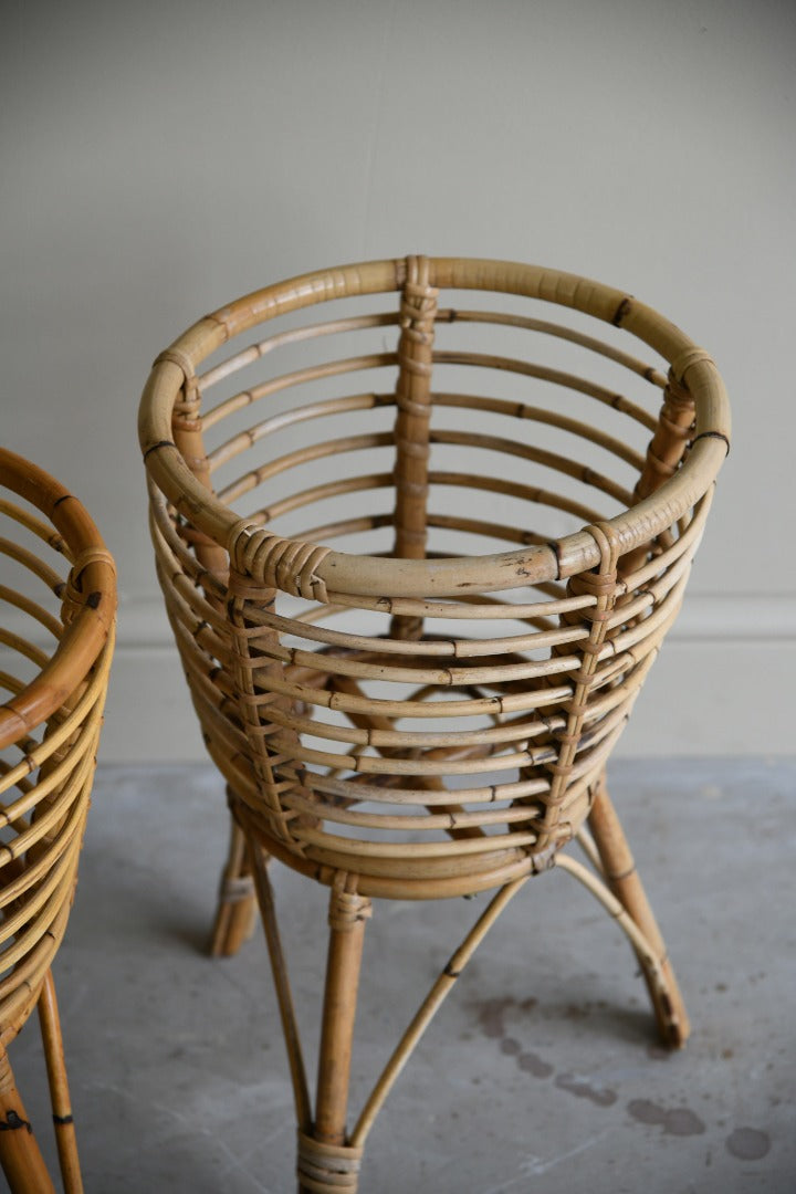 Pair Vintage Cane Planters