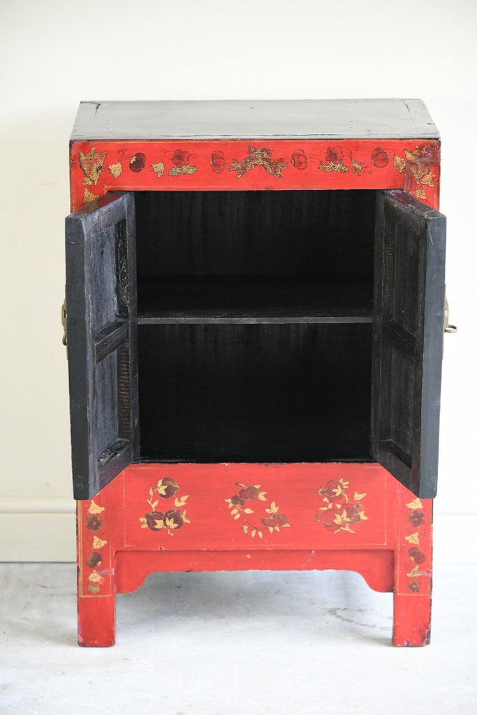 Red Lacquer Chinoiserie Cabinet