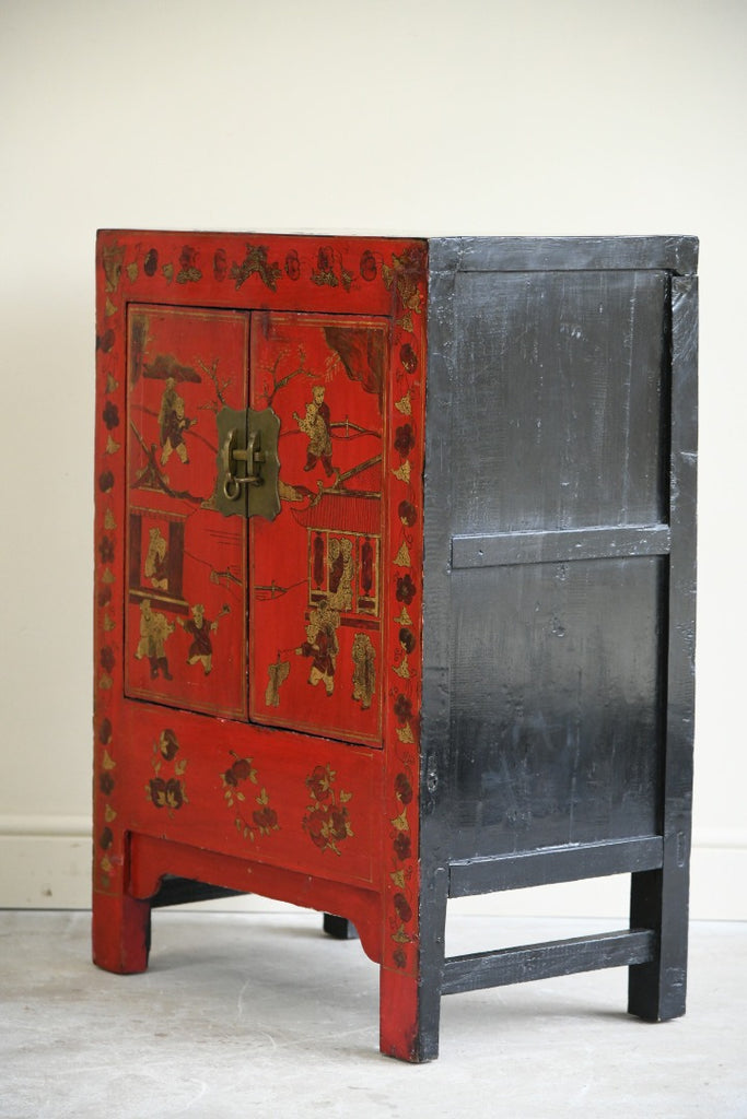 Red Lacquer Chinoiserie Cabinet