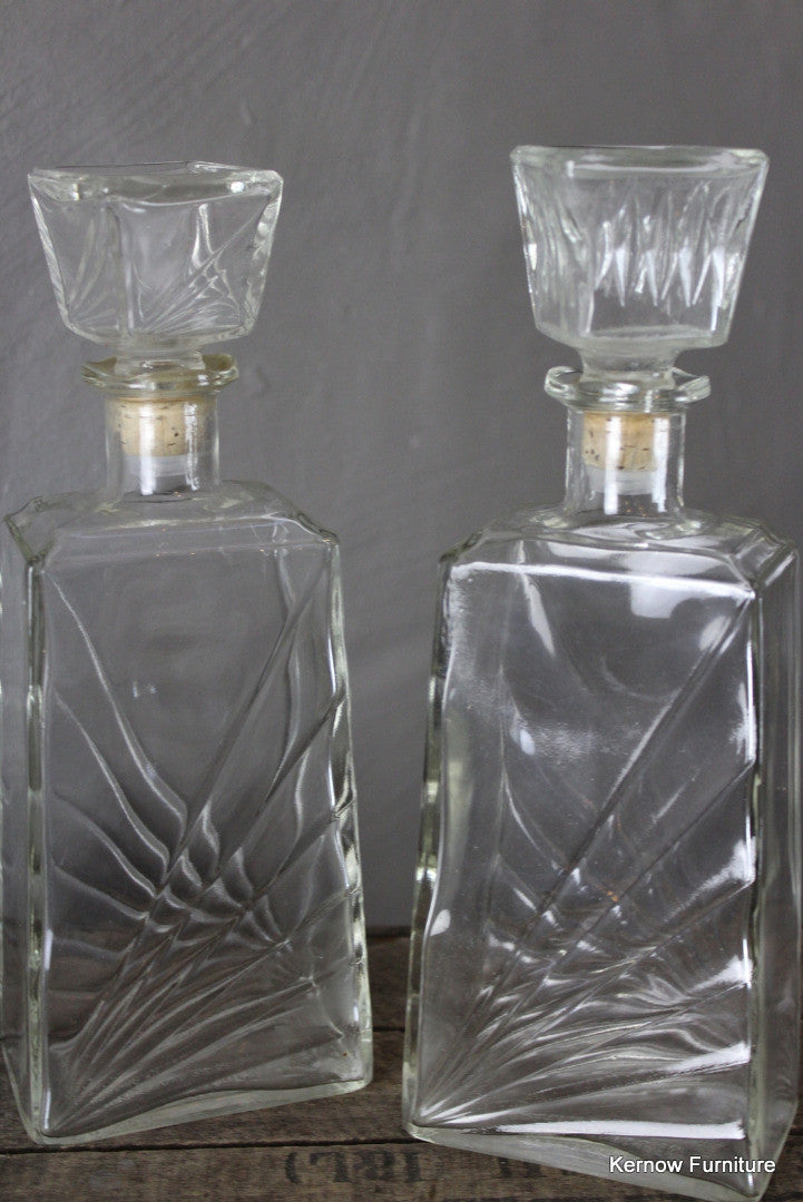 Pair Retro Glass Decanters - Kernow Furniture