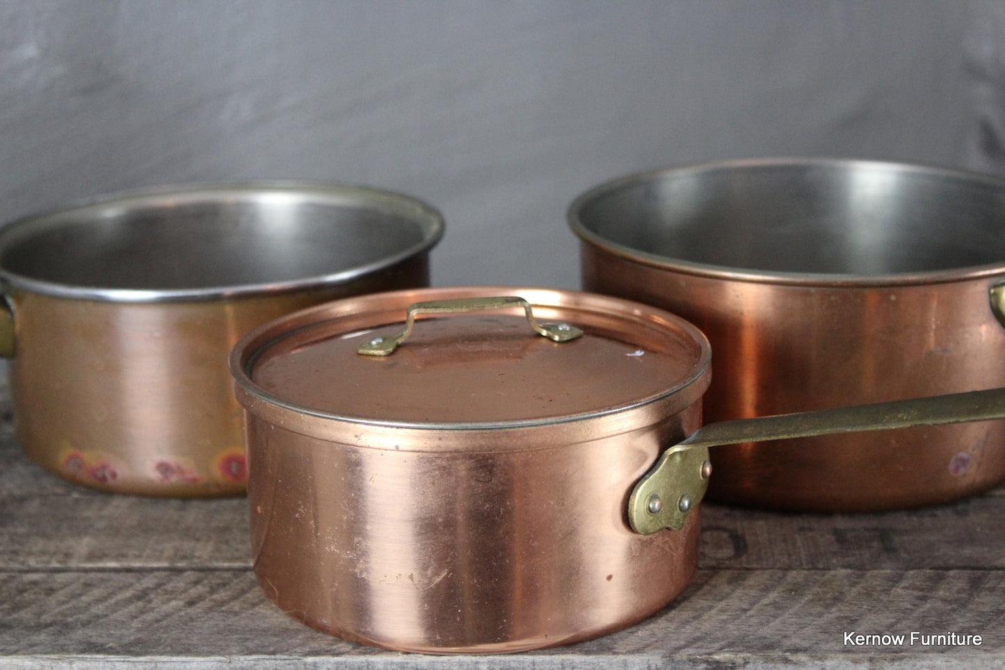 3 Copper Saucepans - Kernow Furniture