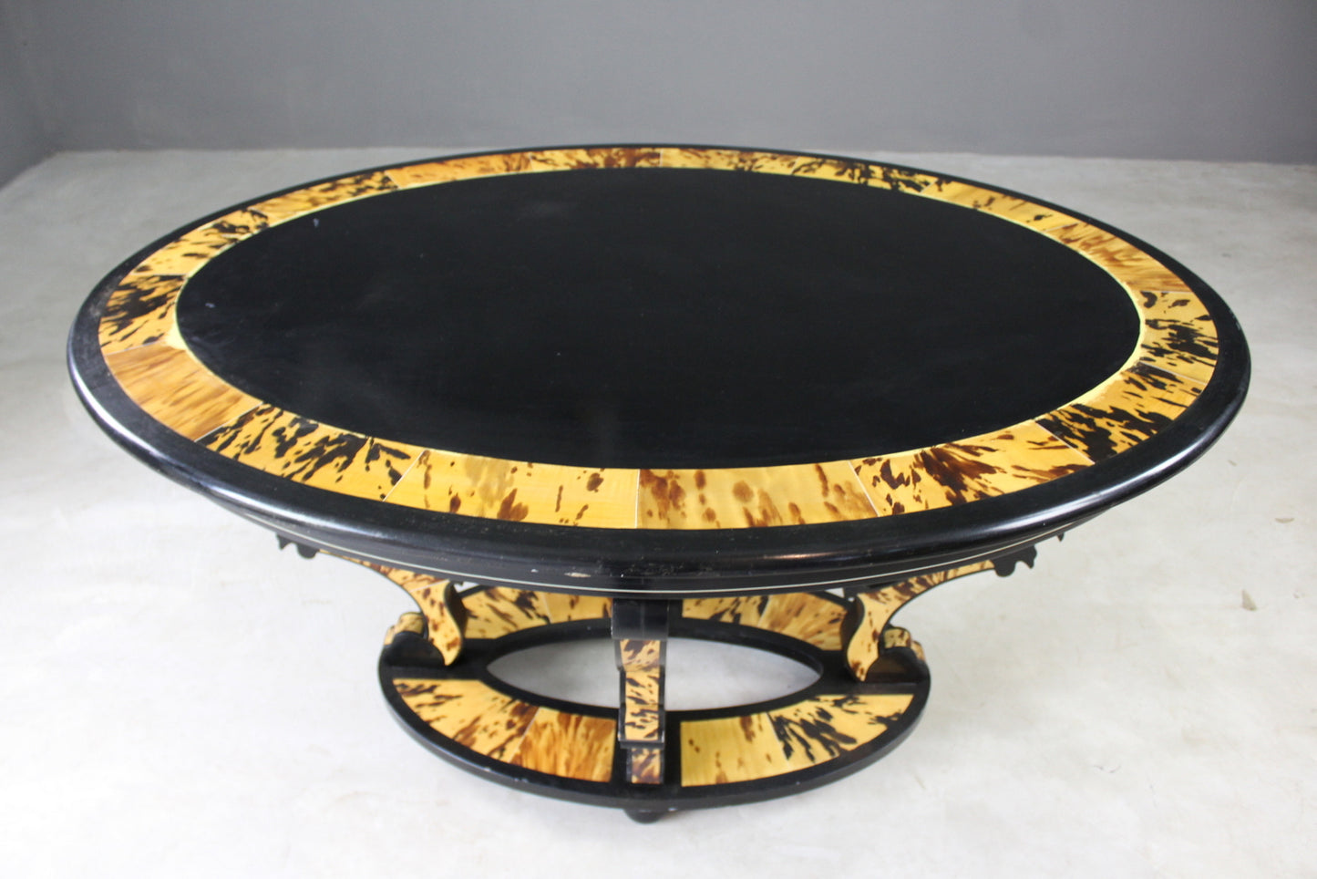 Oval Black & Tortoiseshell Effect Centre Table - Kernow Furniture