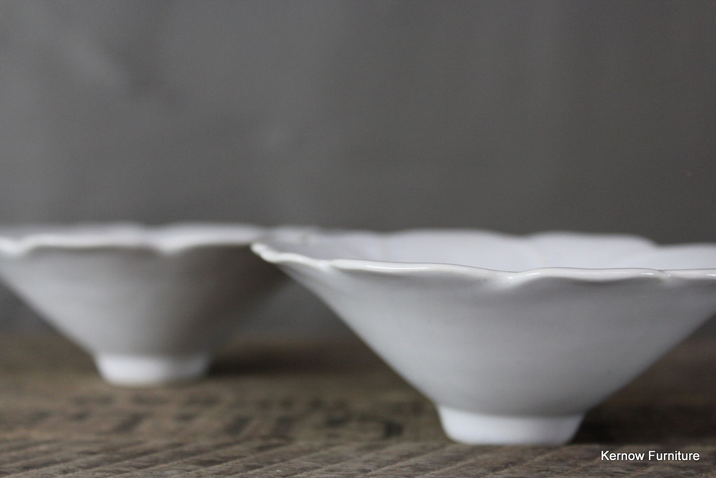 Pair White Floral Bowls - Kernow Furniture