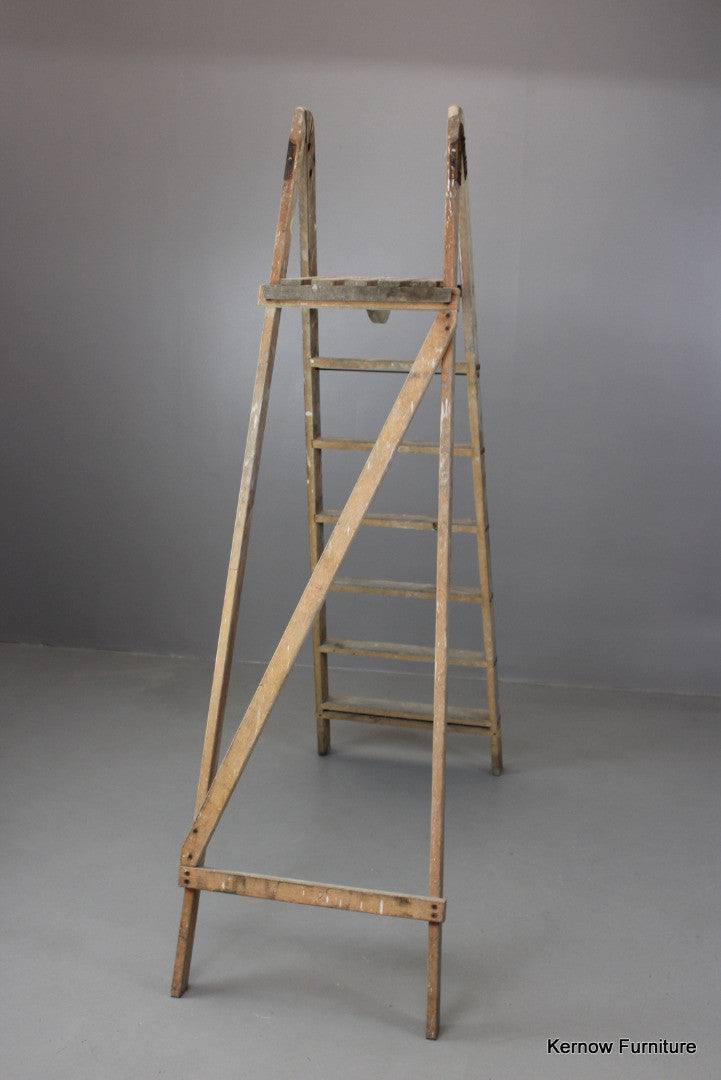 Large Wooden Step Ladder - Kernow Furniture