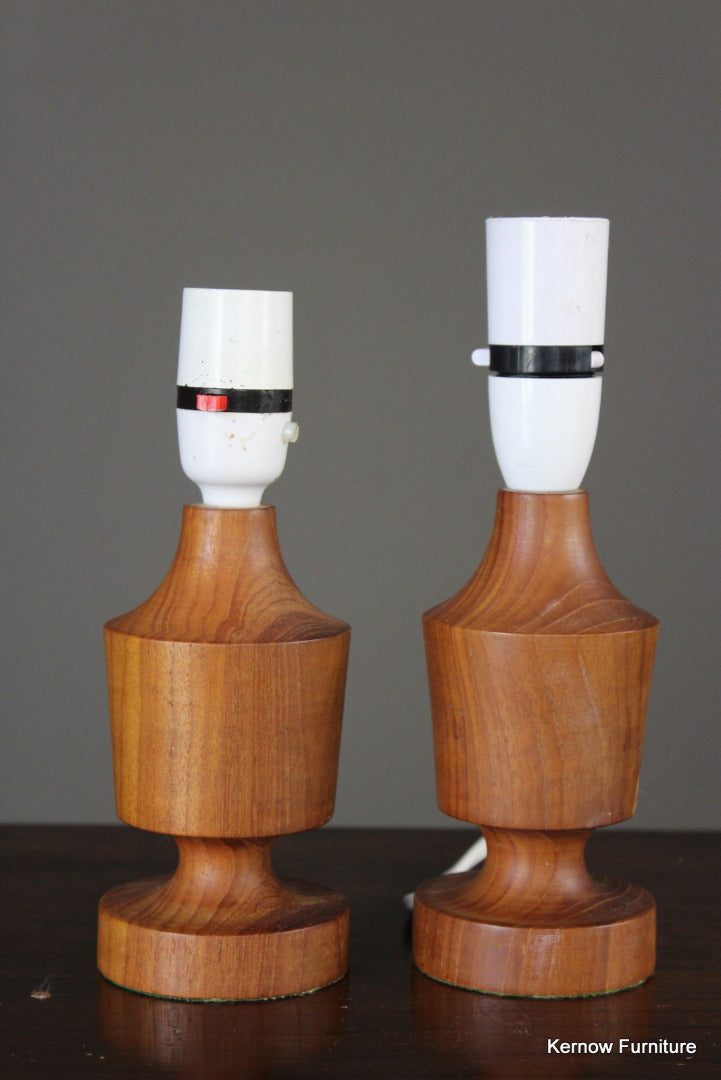 Pair Retro Teak Lamps - Kernow Furniture