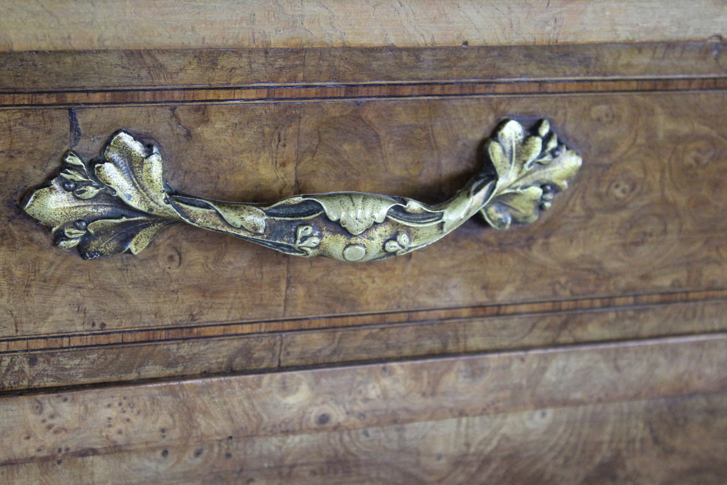 Antique French Burr Walnut & Marble Vitrine - Kernow Furniture