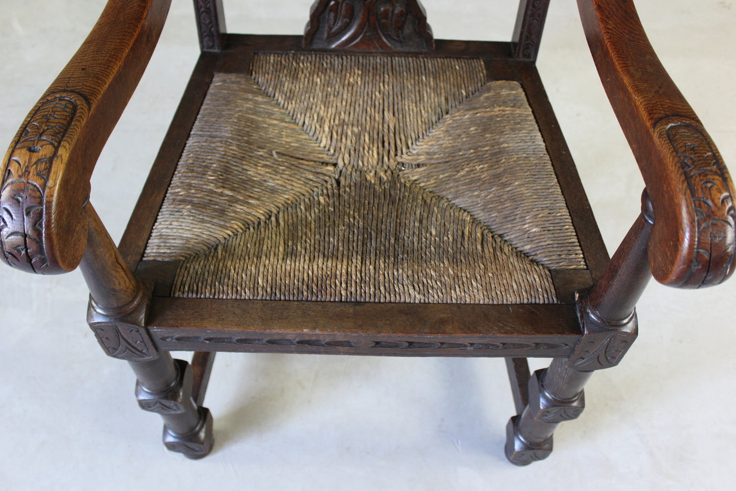 Rustic Victorian Oak Carver Chair - Kernow Furniture