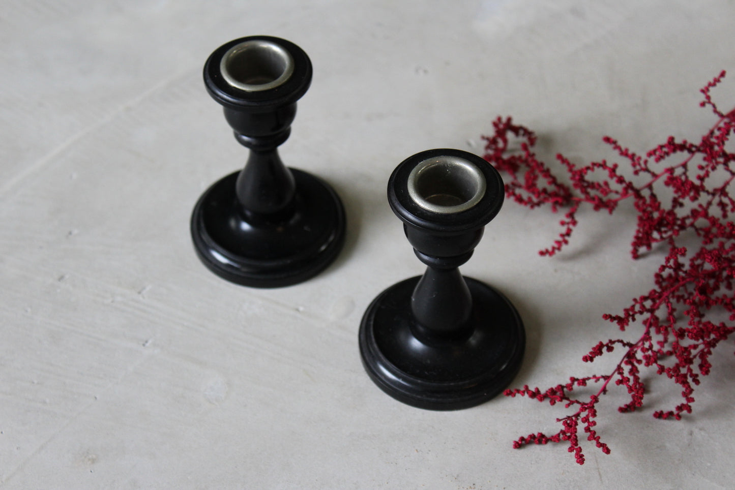 Pair Ebony Candlesticks - Kernow Furniture