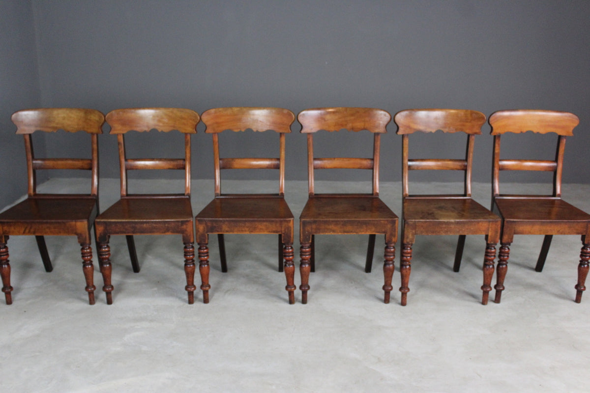 Set 6 Antique Bar Back Chairs Kernow Furniture